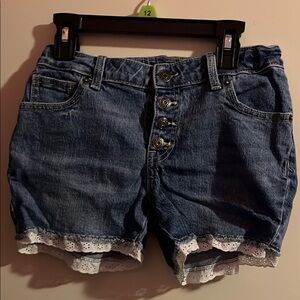 Cat & Jack Blue Denim Shorts with White Lace Trim